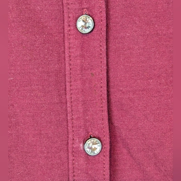 Dream Jeannes by Quacker Factory burgundy medium button up sequined - Picture 9 of 14